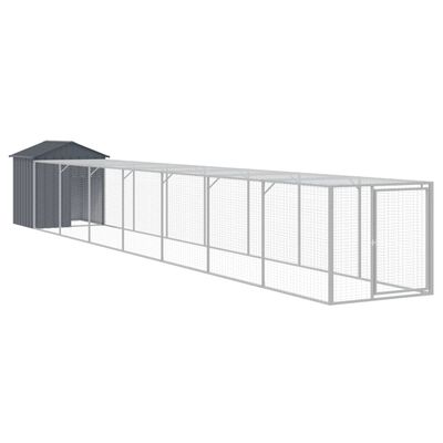 vidaXL hønsehus med løbegård 117x813x123 cm galvaniseret stål antracit