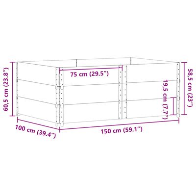 vidaXL plantekasse 150x100 cm massivt fyrretræ brun