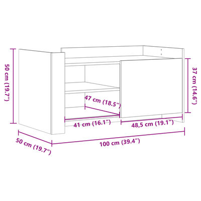 vidaXL sofabord 100x50x50 cm konstrueret træ grå sonoma-eg