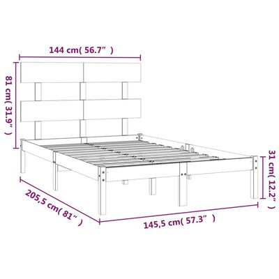 vidaXL sengeramme 140x200 cm massivt træ