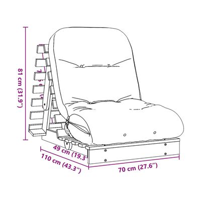 vidaXL futon med madras 70x206x11 cm massivt douglasgran