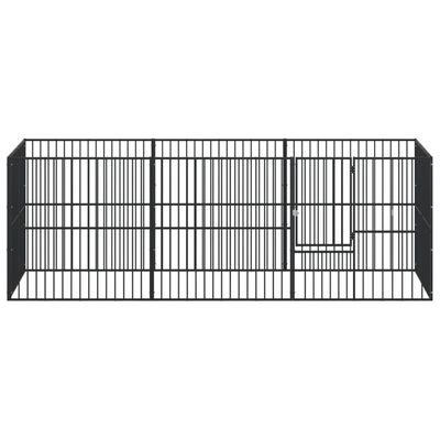 vidaXL hundegård 8 paneler galvaniseret stål sort
