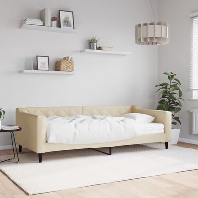 vidaXL daybed med madras 90x200 cm stof cremefarvet