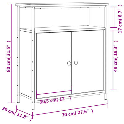 vidaXL skænk 70x30x80 cm konstrueret træ røget egetræsfarve