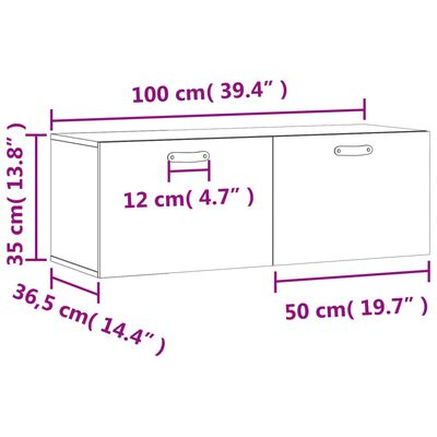 vidaXL vægskab 100x36,5x35 cm konstrueret træ sort