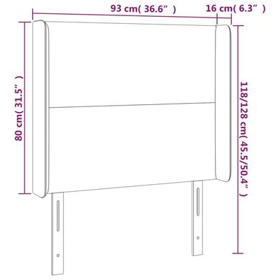 vidaXL sengegavl med LED-lys 93x16x118/128 cm stof mørkebrun