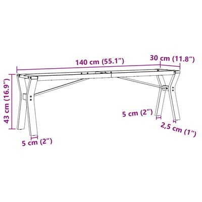 vidaXL bordben til sofabord 140x30x43 cm Y-stel støbejern
