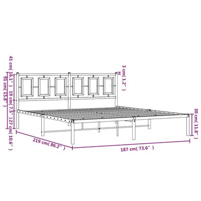 vidaXL sengeramme med sengegavl 183x213 cm metal sort