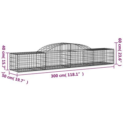 vidaXL buede gabionkurve 20 stk. 300x50x40/60 cm galvaniseret jern