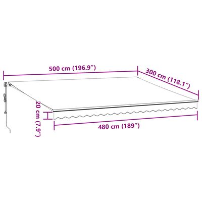 vidaXL markise med LED-lys 500x300 cm automatisk betjening brun