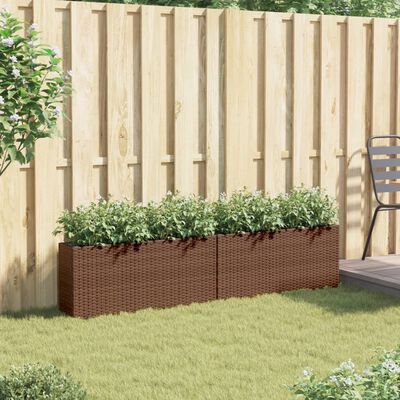 vidaXL plantekasser 2 stk. med 2 potter 90x20x40 cm polyrattan brun