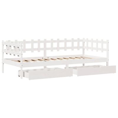 vidaXL daybed med skuffer 80x200 cm massivt fyrretræ hvid