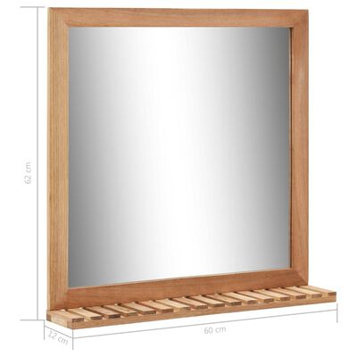vidaXL badeværelsespejl 60 x 12 x 62 cm massivt valnøddetræ