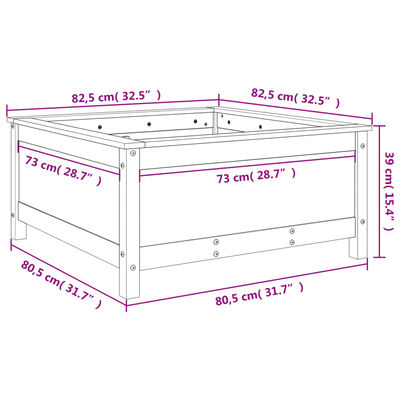 vidaXL plantekasse 82,5x82,5x39 cm massivt fyrretræ hvid