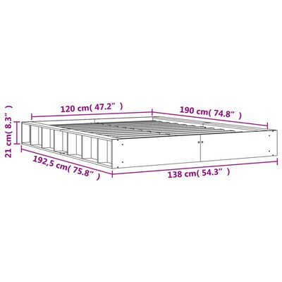 vidaXL sengeramme uden madras 120x190 cm massivt fyrretræ gyldenbrun