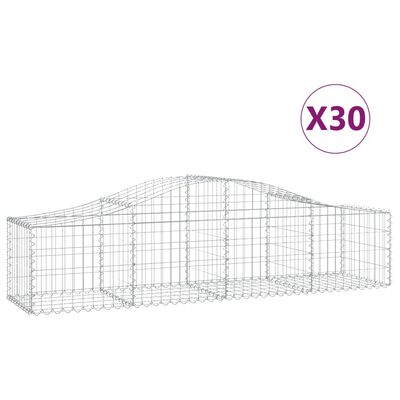 vidaXL buede gabionkurve 30 stk. 200x50x40/60 cm galvaniseret jern