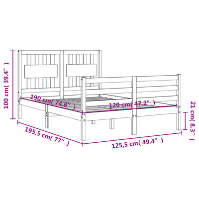 vidaXL sengeramme med sengegavl Small Double massivt træ