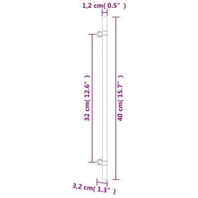 vidaXL skabshåndtag 20 stk. 320 mm rustfrit stål sort