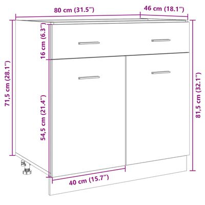 vidaXL skuffeunderskab 80x46x81,5 cm konstrueret træ sonoma-eg