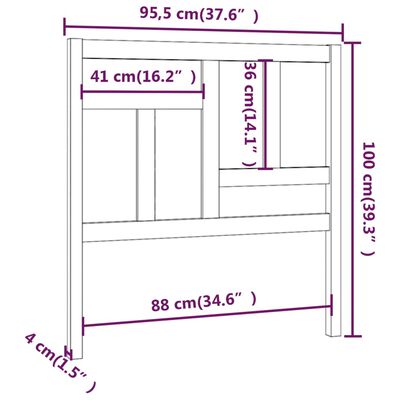 vidaXL sengegærde 95,5x4x100 cm massivt fyrretræ grå