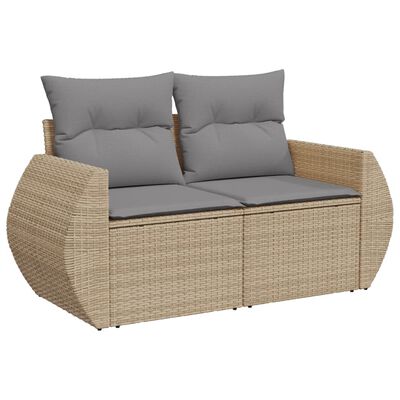 vidaXL sofasæt til haven 9 dele med hynder polyrattan beige