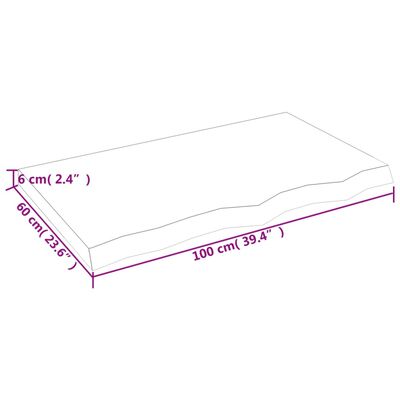 vidaXL bordplade til badeværelse 100x60x(2-6) cm massivt træ mørkebrun