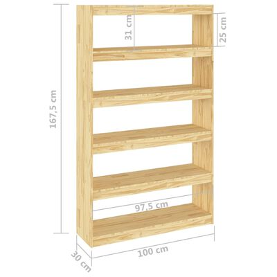 vidaXL bogreol/rumdeler 100x30x167,5 cm massivt fyrretræ