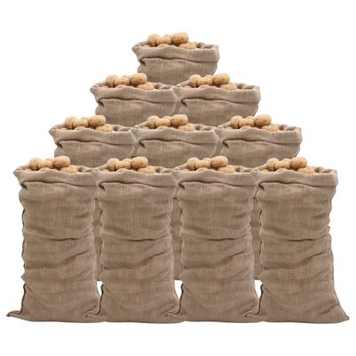 vidaXL jutesække 10 stk. 65x135 cm 100 % jute 220 g/m2