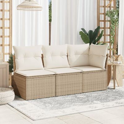 vidaXL havestol med hynder uden armlæn polyrattan beige