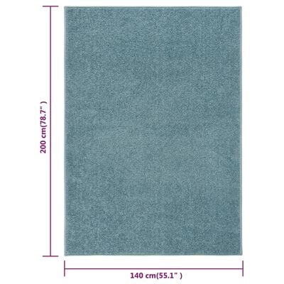 vidaXL gulvtæppe 140x200 cm kort luv blå