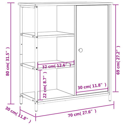 vidaXL skænk 70x30x80 cm konstrueret træ røget egetræsfarve