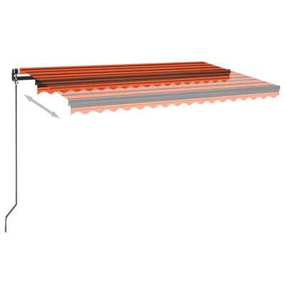 vidaXL markise m. LED-lys 450x350 cm manuel betjening orange og brun