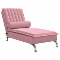 vidaXL chaiselong med massage og pude fløjl lyserød