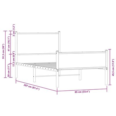 vidaXL sengeramme 80x200 cm uden madras metal brun egetræsfarve