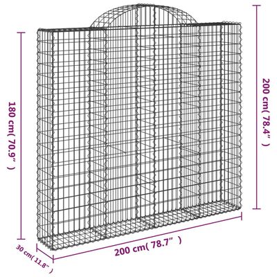 vidaXL buede gabionkurve 9 stk. 200x30x180/200 cm galvaniseret jern