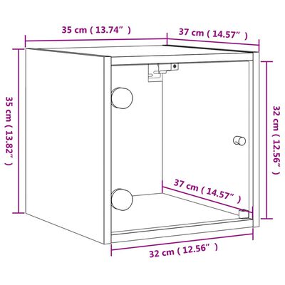 vidaXL sengeborde 2 stk. med glaslåger 35x37x35 cm hvid