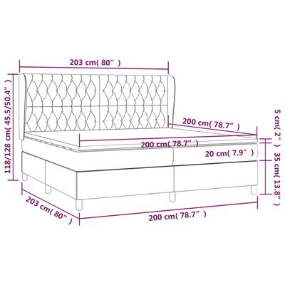 vidaXL kontinentalseng med madras 200x200 cm stof lysegrå