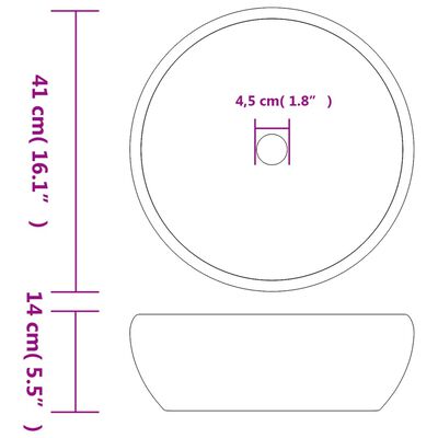 vidaXL håndvask til bordplade Φ41x14 cm rund keramik sort og grå