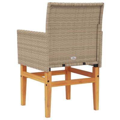 vidaXL havestole 2 stk. med hynder polyrattan og massivt træ beige