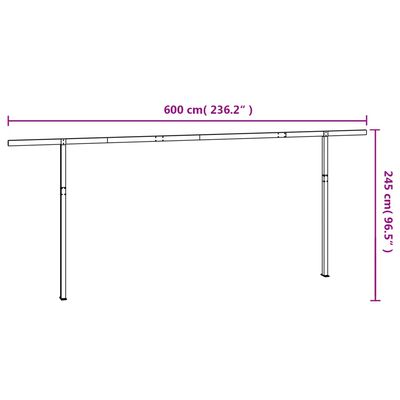 vidaXL markisestolpesæt 600x245 cm jern antracitgrå