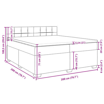 vidaXL kontinentalseng med madras 200x200 cm stof lysegrå