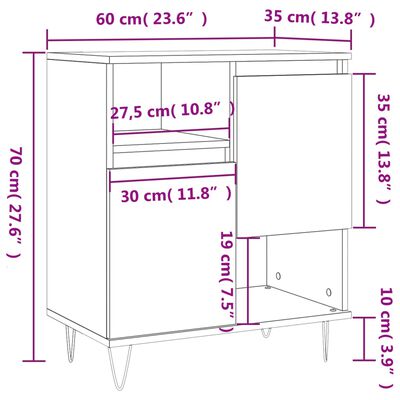 vidaXL skænk 60x35x70 cm konstrueret træ betongrå