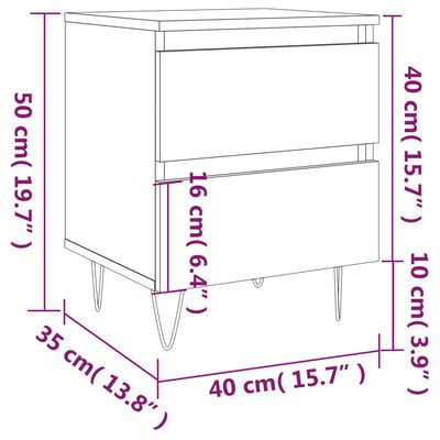 vidaXL sengebord 40x35x50 cm konstrueret træ sonoma-eg