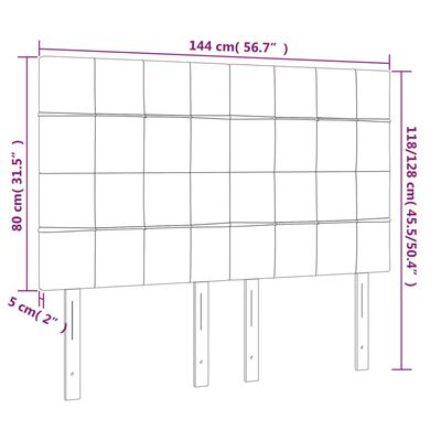 vidaXL sengegavl med LED-lys 144x5x118/128 cm stof mørkebrun