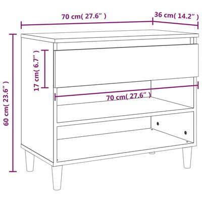 vidaXL skoreol 70x36x60 cm konstrueret træ sonoma-eg