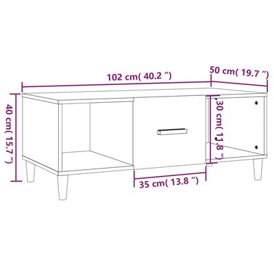 vidaXL sofabord 102x50x40 cm konstrueret træ hvid