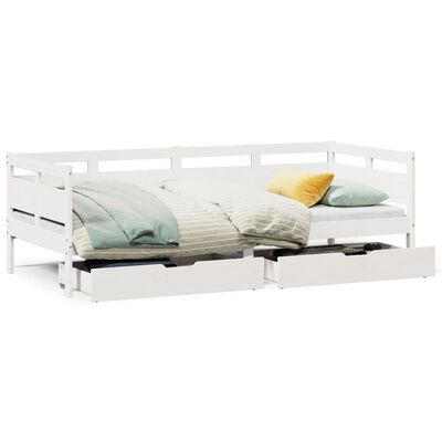 vidaXL daybed med skuffer 80x200 cm massivt fyrretræ hvid