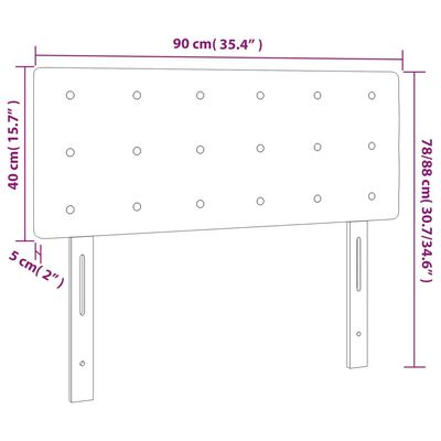 vidaXL sengegavl med LED-lys 90x5x78/88 cm stof mørkegrå