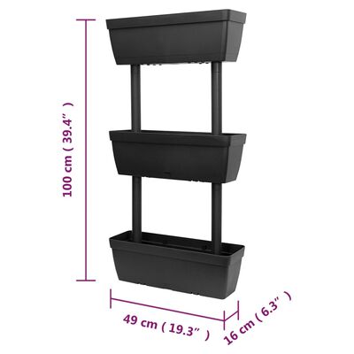 vidaXL plantekasser 3 stk. 100 cm antracitgrå