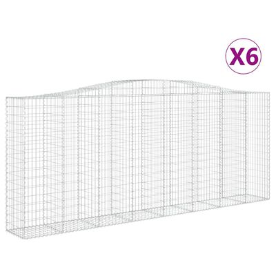 vidaXL buede gabionkurve 6 stk. 400x50x160/180 cm galvaniseret jern